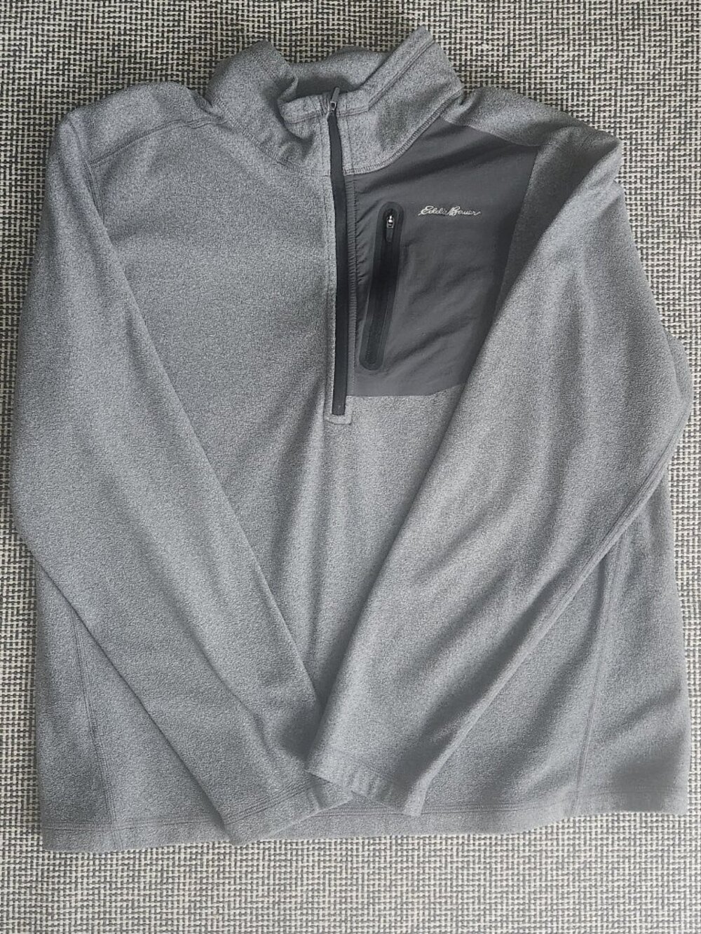 Eddie Bauer Heather Gray Sweater Fleece Quarter Zip Pullover Size Large